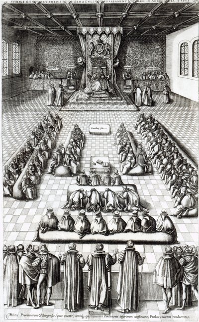 La Reine Élisabeth I (1533-1603) au Parlement - English School